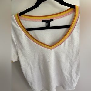 Terry cloth v neck t-shirt